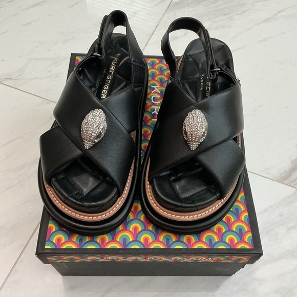 KURT GEIGER LONDON Orson Cross Strap Sandal, black - Sz US 7.5 /EUR38 - Picture 1 of 6